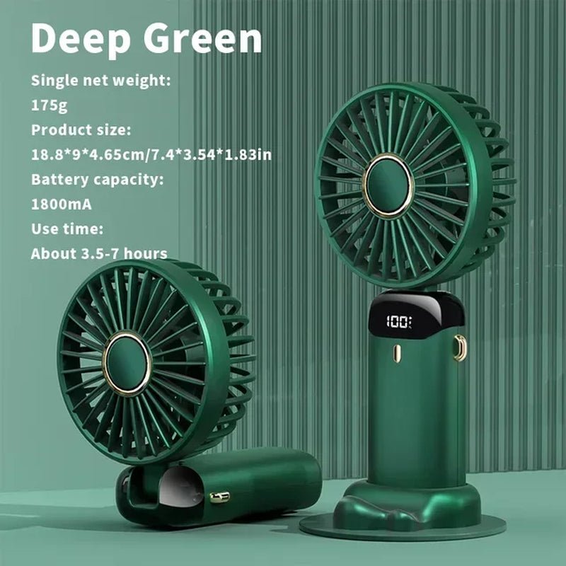 Ultra Breeze Mini Fan - Foldable - 5 Speed - Rechargeable - with Phone Stand - Ice department (2025) - I Love 💕