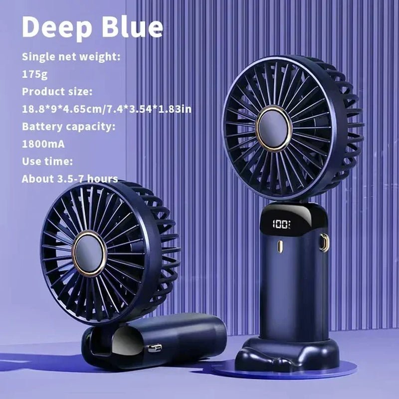 Ultra Breeze Mini Fan - Foldable - 5 Speed - Rechargeable - with Phone Stand - Ice department (2025) - I Love 💕