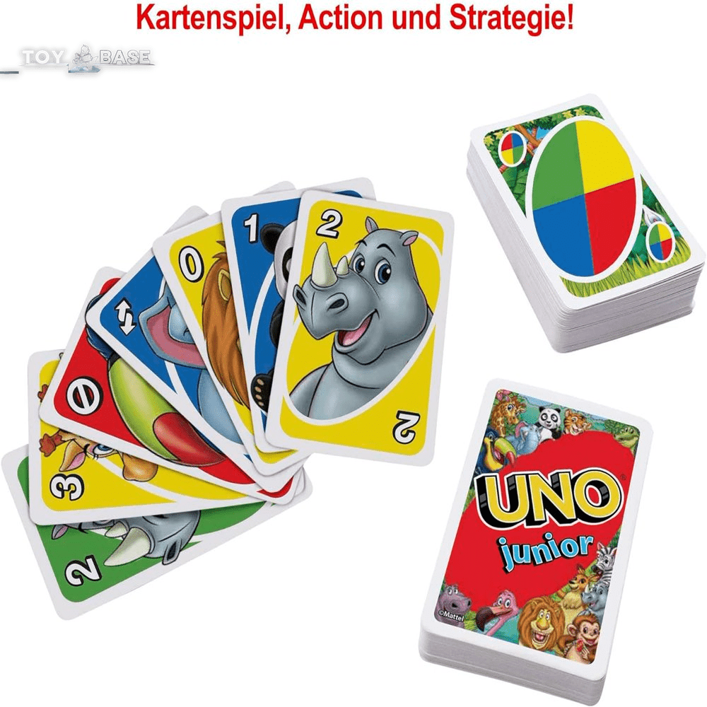 UNO - Jungle Junior Edition -Card Game for Kids with Simple Rules & Animal Matching for 2-4 Players - The Toy Base