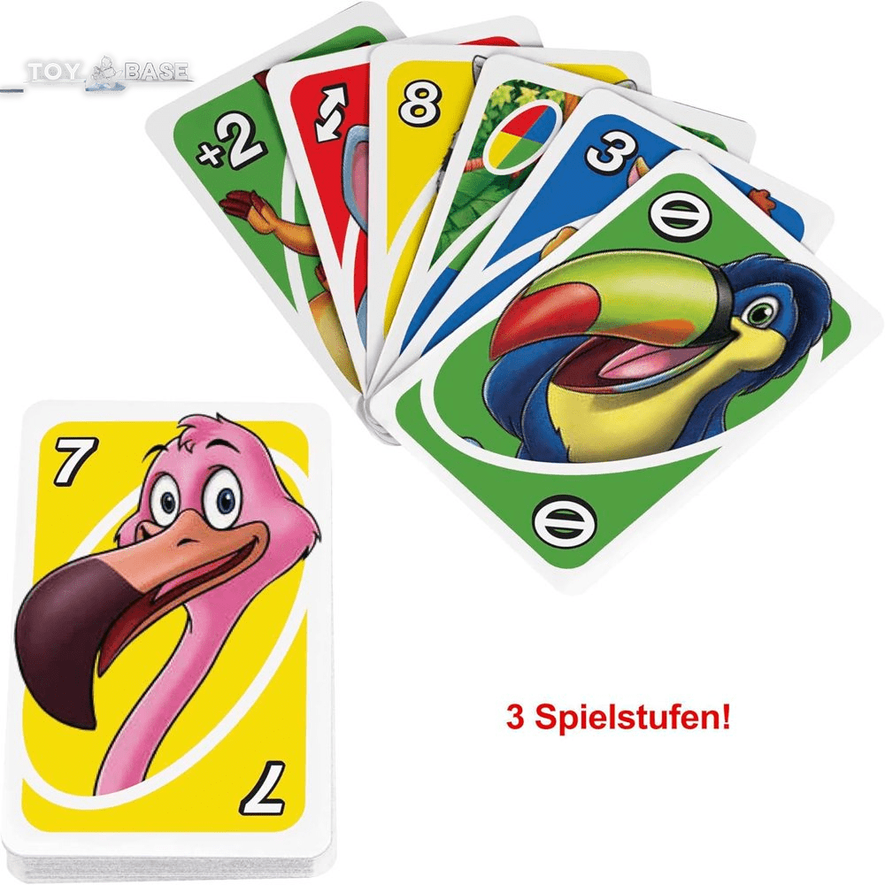 UNO - Jungle Junior Edition -Card Game for Kids with Simple Rules & Animal Matching for 2-4 Players - The Toy Base