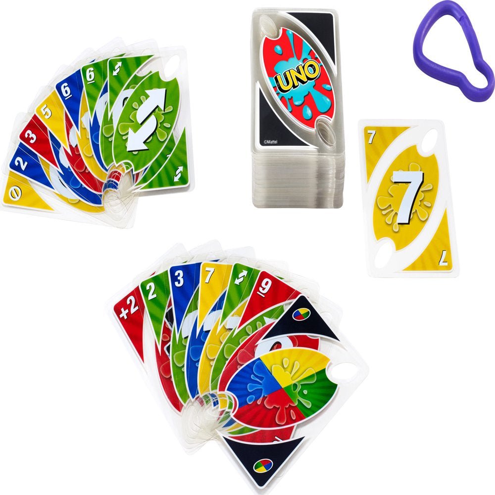 UNO - Splash, for Outdoor Camping - Travel and Family Night - Water-Resistent Cards - The Toy Base