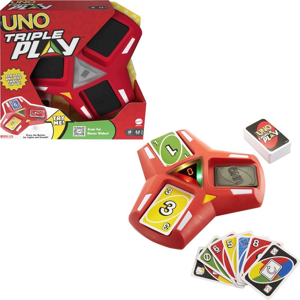 UNO - Triple Play - Featuring 3 Discard Piles, Lights & Sounds - The Toy Base