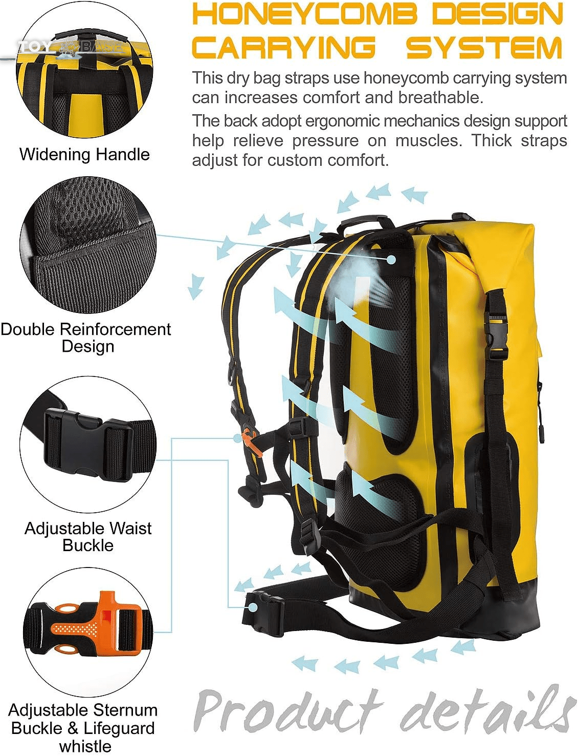 Waterproof Backpack Dry Bag 20L/30L/40L, Floating Dry Backpack Waterproof for Men, Dry Sack Waterproof Bag for Backpacking Kayak - The Toy Base