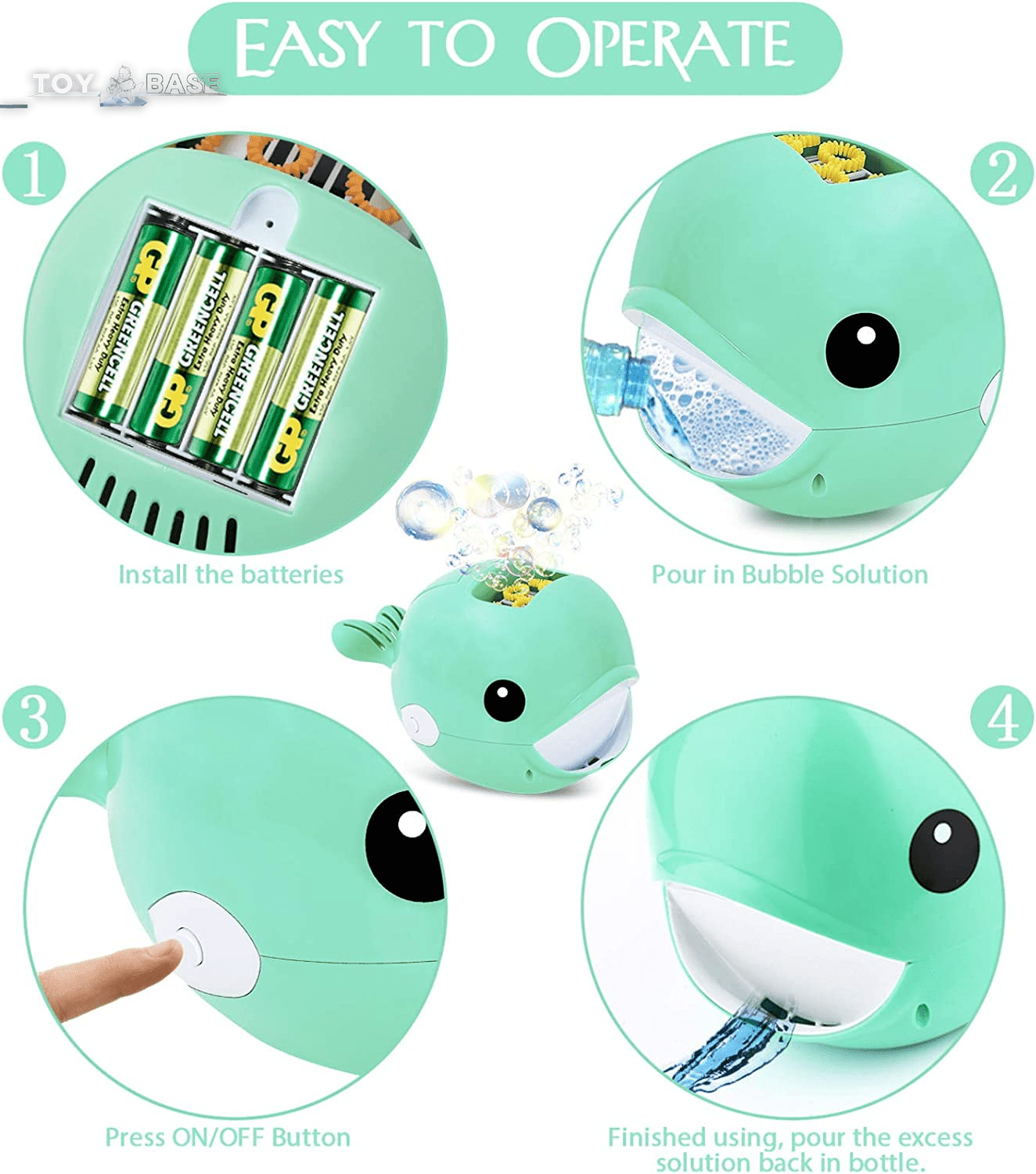 Whale Bubble Machine - Automatic & Durable - Portable Bubble Maker - The Toy Base