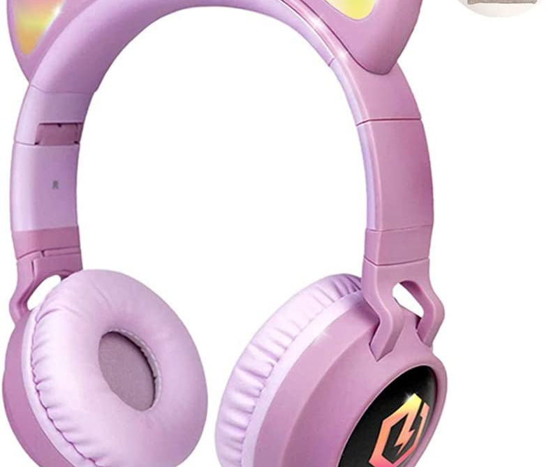 Wireless Bluetooth Headphones for Kids, Kid Headphone Over-Ear with LED Lights, Foldable Headphones with Microphone,Volume Limited, Wireless and Wired Headphone for Phones,Tablets,Pc,Laptop - The Toy Base