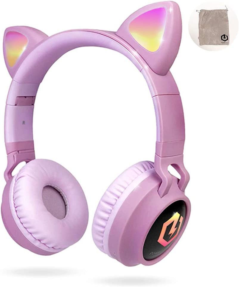 Wireless Bluetooth Headphones for Kids, Kid Headphone Over-Ear with LED Lights, Foldable Headphones with Microphone,Volume Limited, Wireless and Wired Headphone for Phones,Tablets,Pc,Laptop - The Toy Base