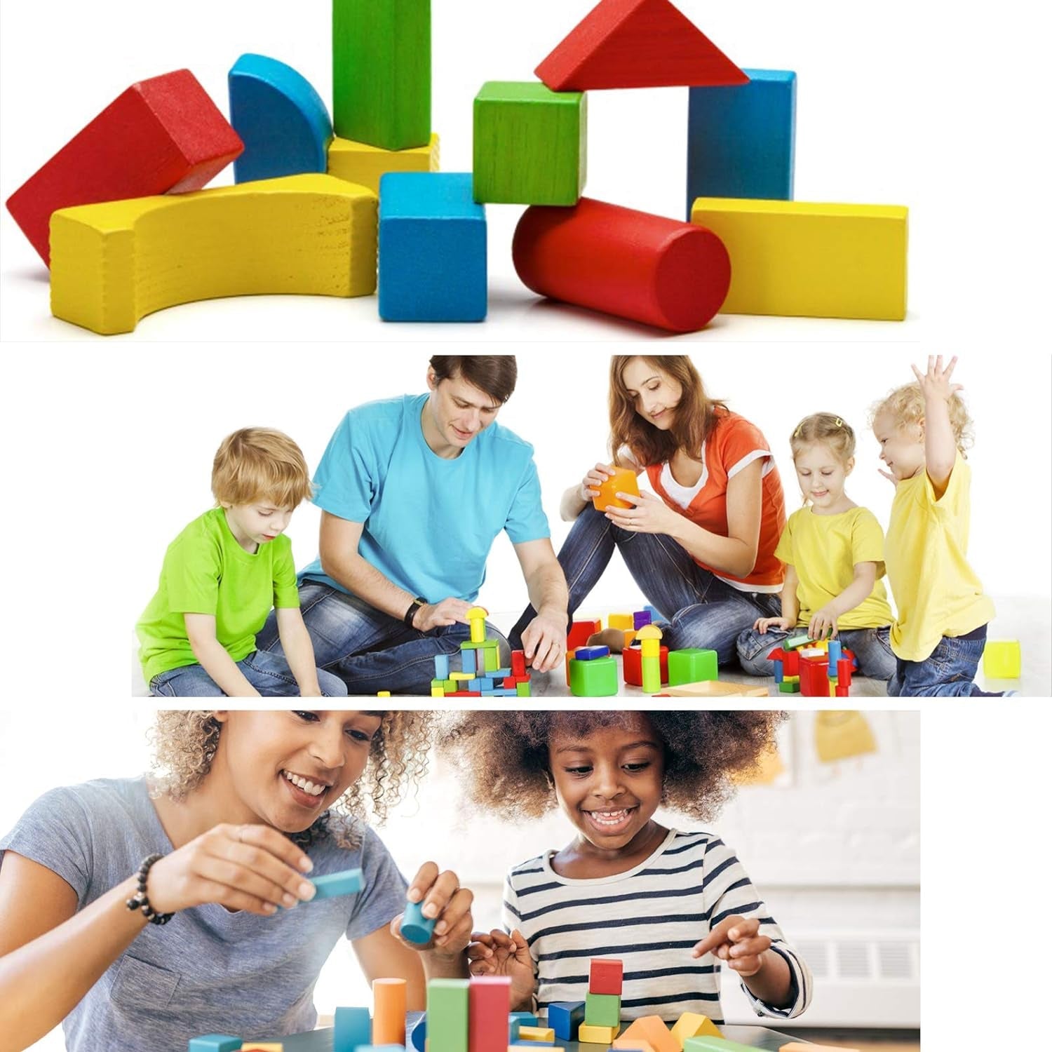 Wooden Building Blocks Toys: 50PCS Toddler Stacking Toys Pre-School Learning Educational - The Toy Base