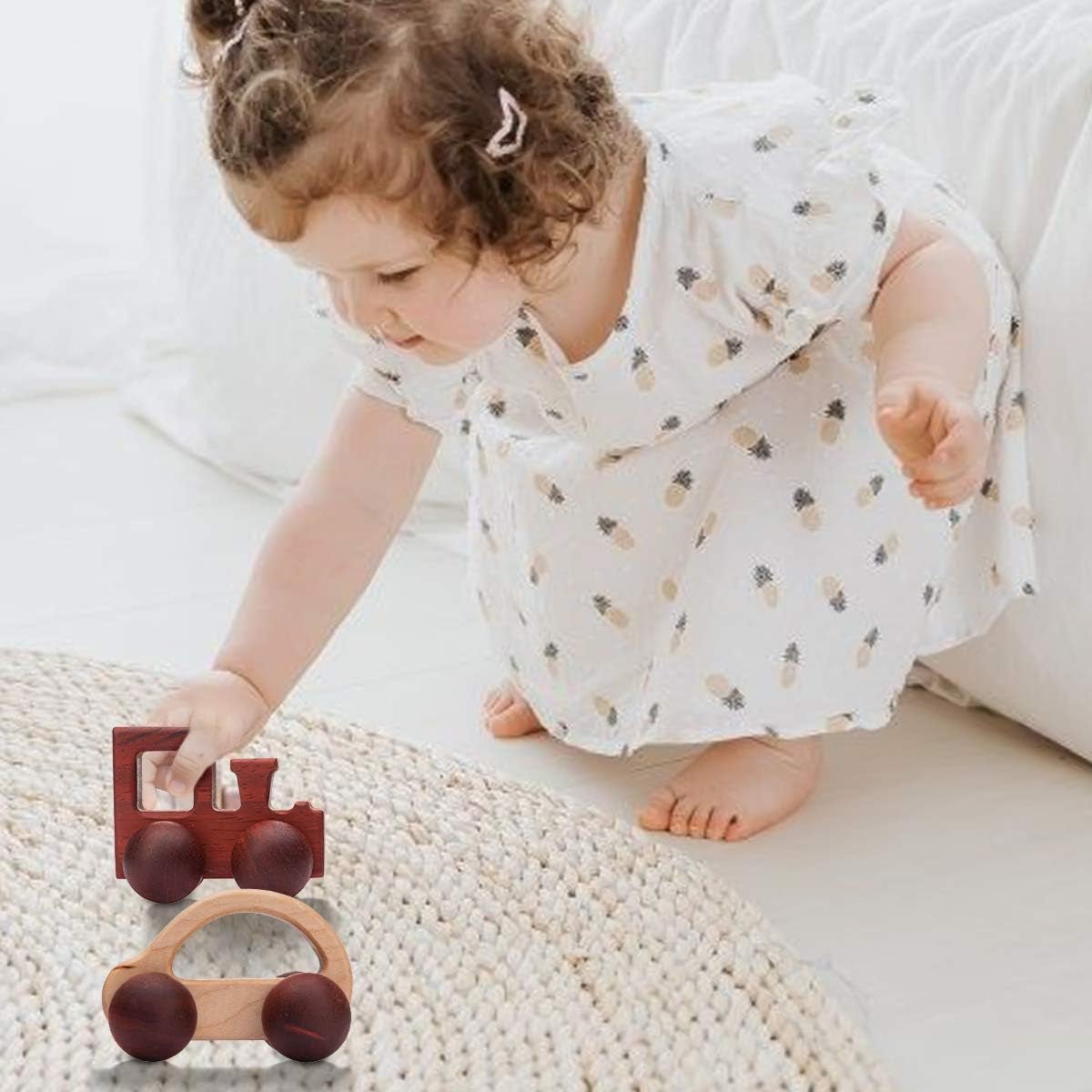 Wooden Rattle - Organic Wooden Cars - 2Pc - Toys Montessori - I Love 💕