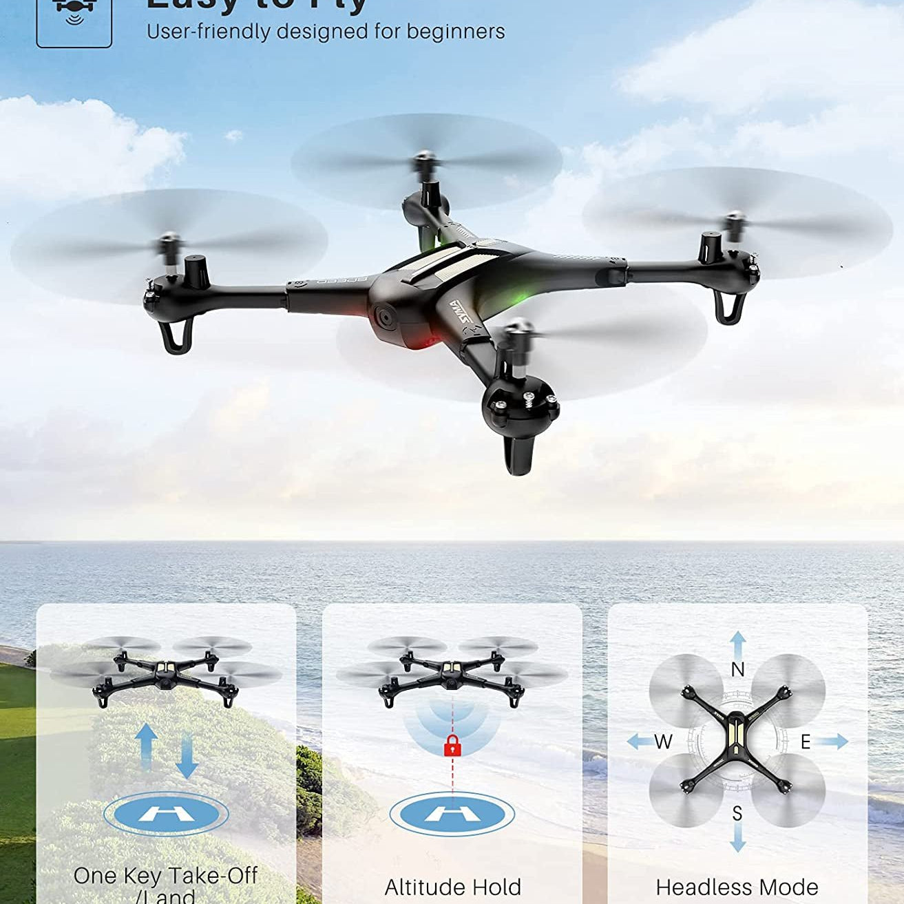 X600 Foldable Drone with Altitude Hold and Headless Mode for Adults without Camera, RC Quadcopter with One - Key Start, Speed Adjustment and 3D Flip for Kids Beginners, Easy to Fly - I Love 💕