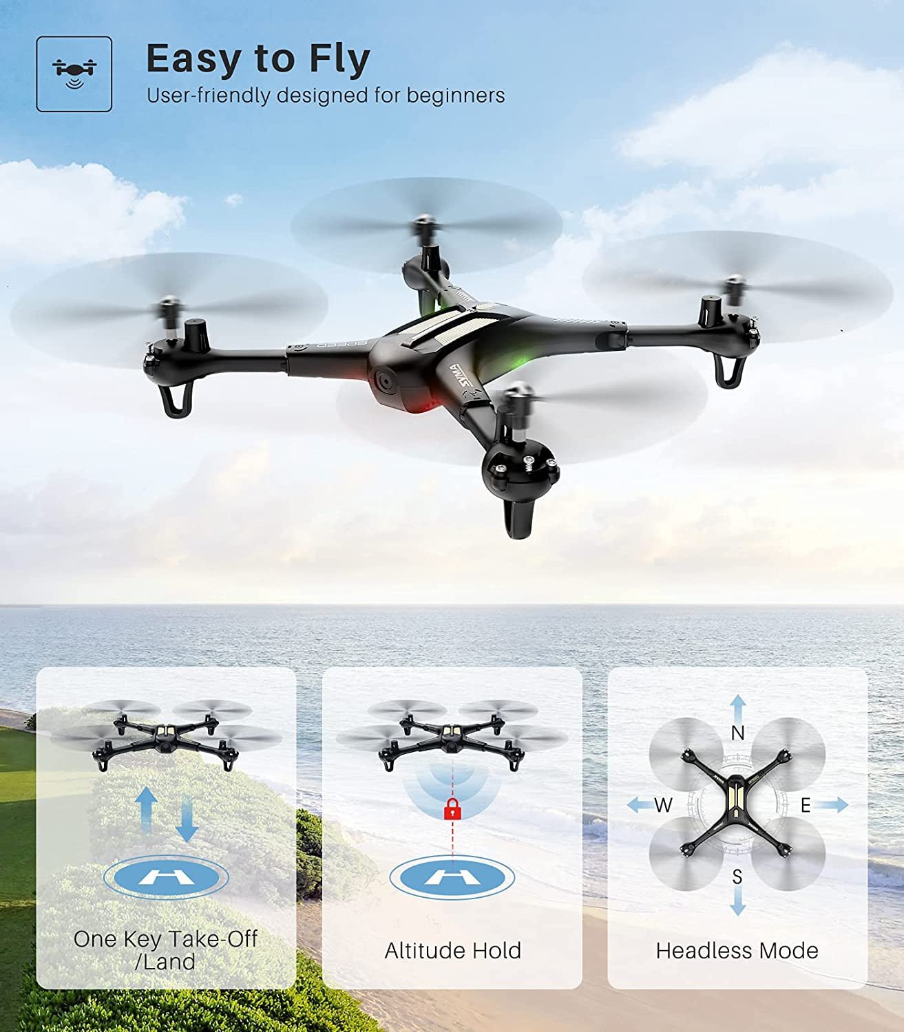 X600 Foldable Drone with Altitude Hold and Headless Mode for Adults without Camera, RC Quadcopter with One - Key Start, Speed Adjustment and 3D Flip for Kids Beginners, Easy to Fly - I Love 💕