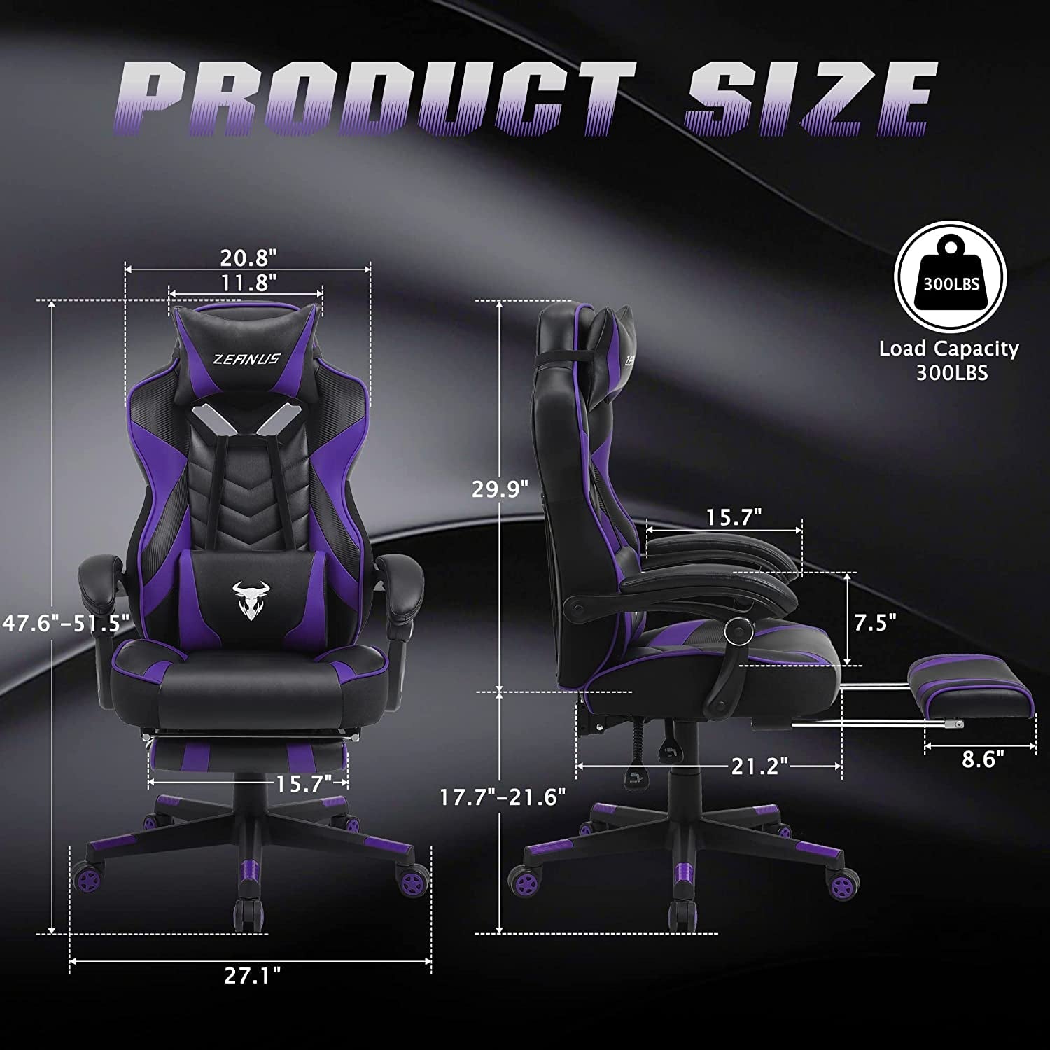 ZEANUS Gaming Chair - Reclining Computer Chair with Footrest High Back Gamer Chair with Massage Large Computer Gaming Chair Racing Style Chair for Gaming Big and Tall Gaming Chairs for Adult - I Love 💕