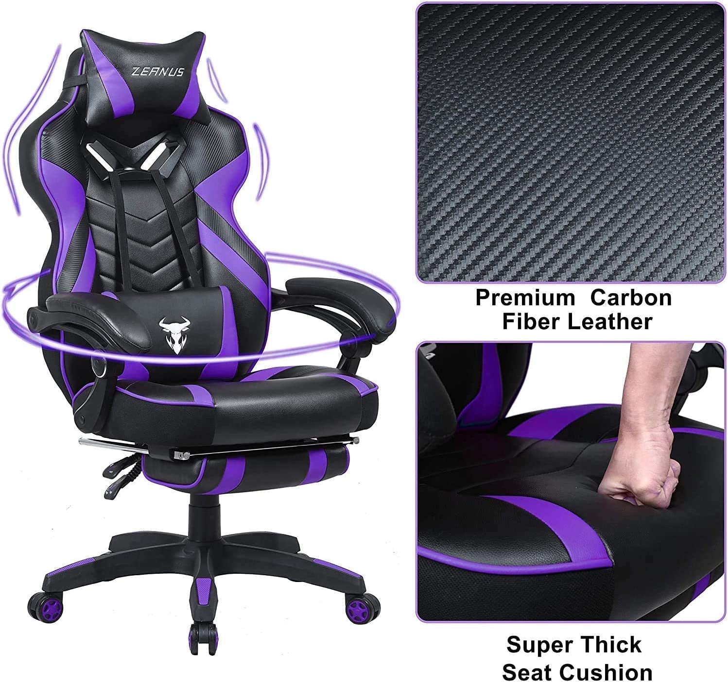 ZEANUS Gaming Chair - Reclining Computer Chair with Footrest High Back Gamer Chair with Massage Large Computer Gaming Chair Racing Style Chair for Gaming Big and Tall Gaming Chairs for Adult - I Love 💕