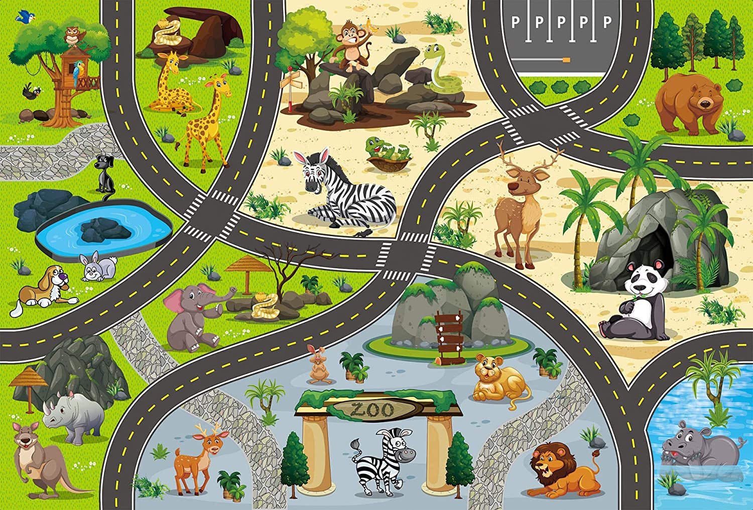 Zoo PActivity Playmat,Educational Animal Carpet - The Toy Base