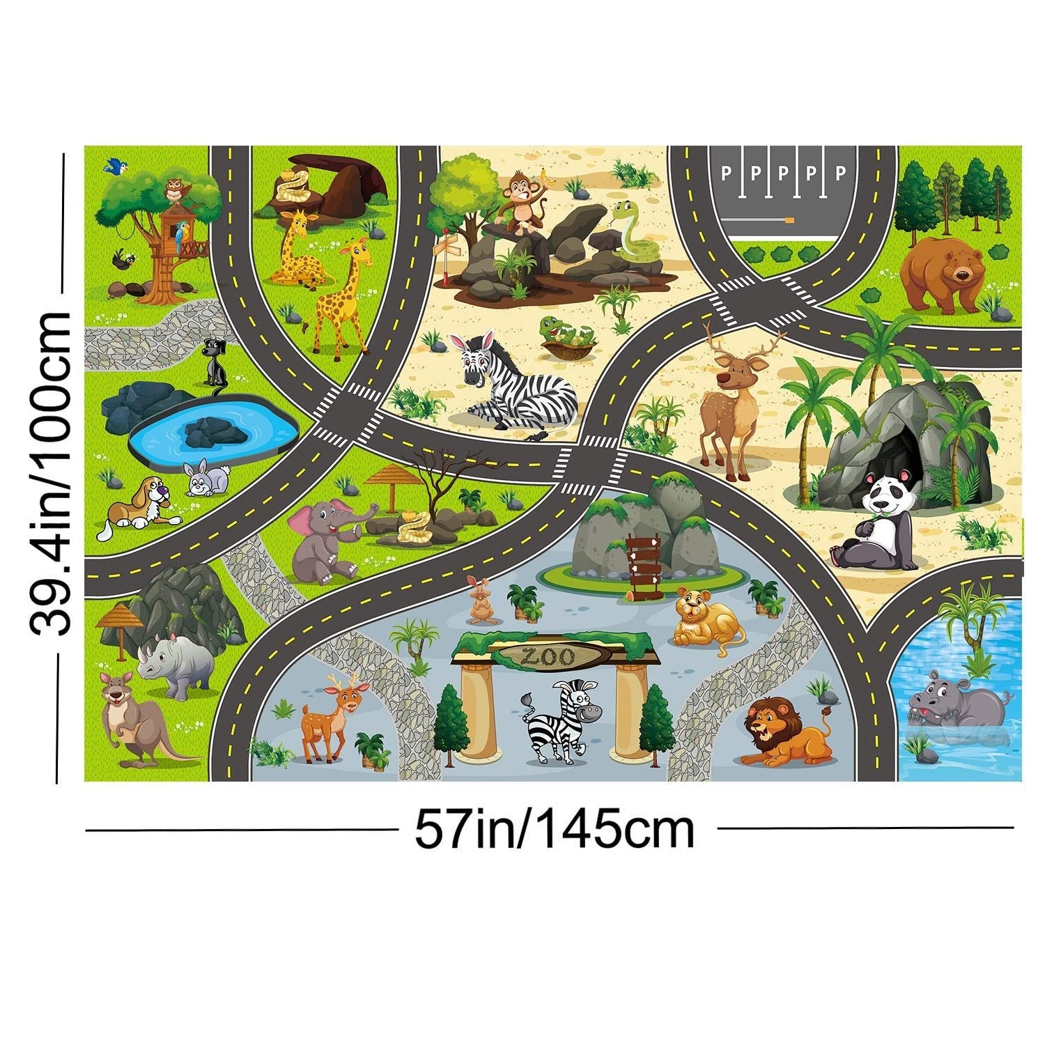 Zoo PActivity Playmat,Educational Animal Carpet - The Toy Base